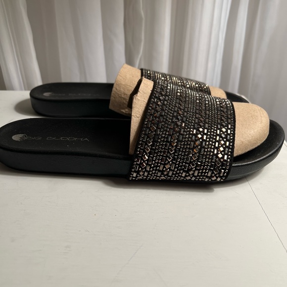 Big Buddha black and bronze beaded slides. Size 10 - Picture 3 of 6